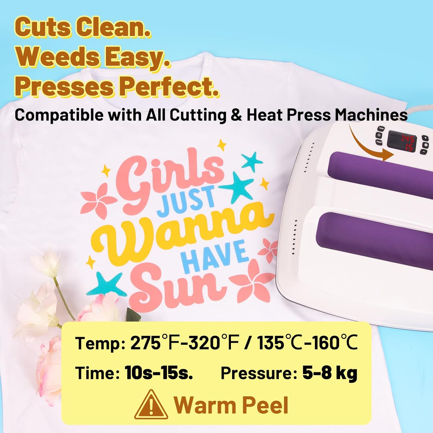 TECKWRAP Heat Transfer Vinyl for T-Shirt - 12" x 12" Iron on Vinyl, 33 Assorted Color HTV Vinyl Compatible with Heat Press Craft Cutters