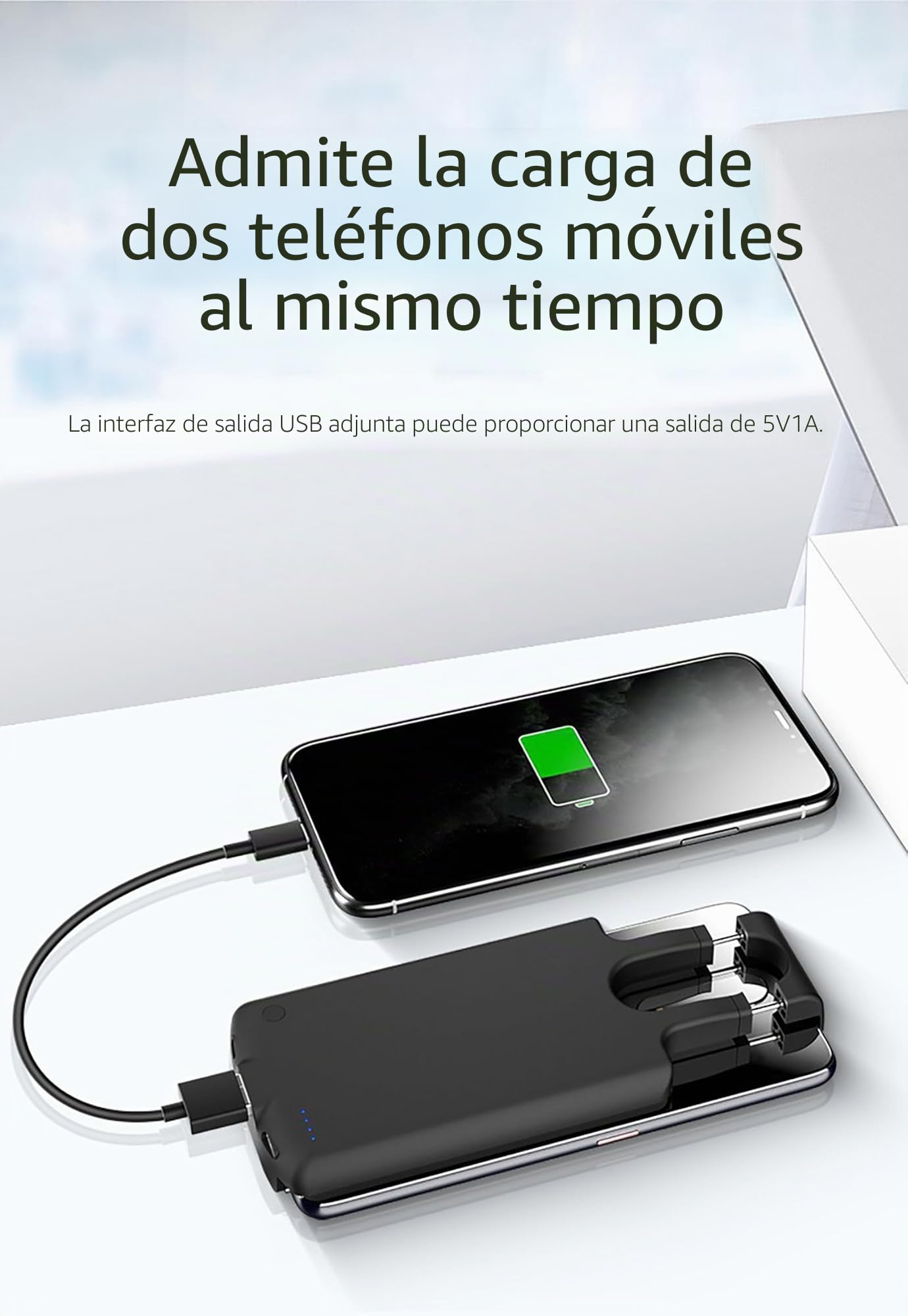 Ellenne Funda Universal de Batería Inteligente, 4220mAh Conector USB-C, Funda de Batería Recargable Power Bank, Compatible con XIAOMI, SAMSUNG, OPPO, HUAWEI hasta 6.8 Pulgadas
