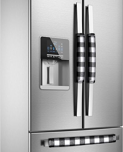 Miniatura 5 de Boao 6 Pieces Christmas Refrigerator Cover Door Handle Covers Thick Plaid Kitchen Appliance Covers Handle Protector for Christmas Decorations