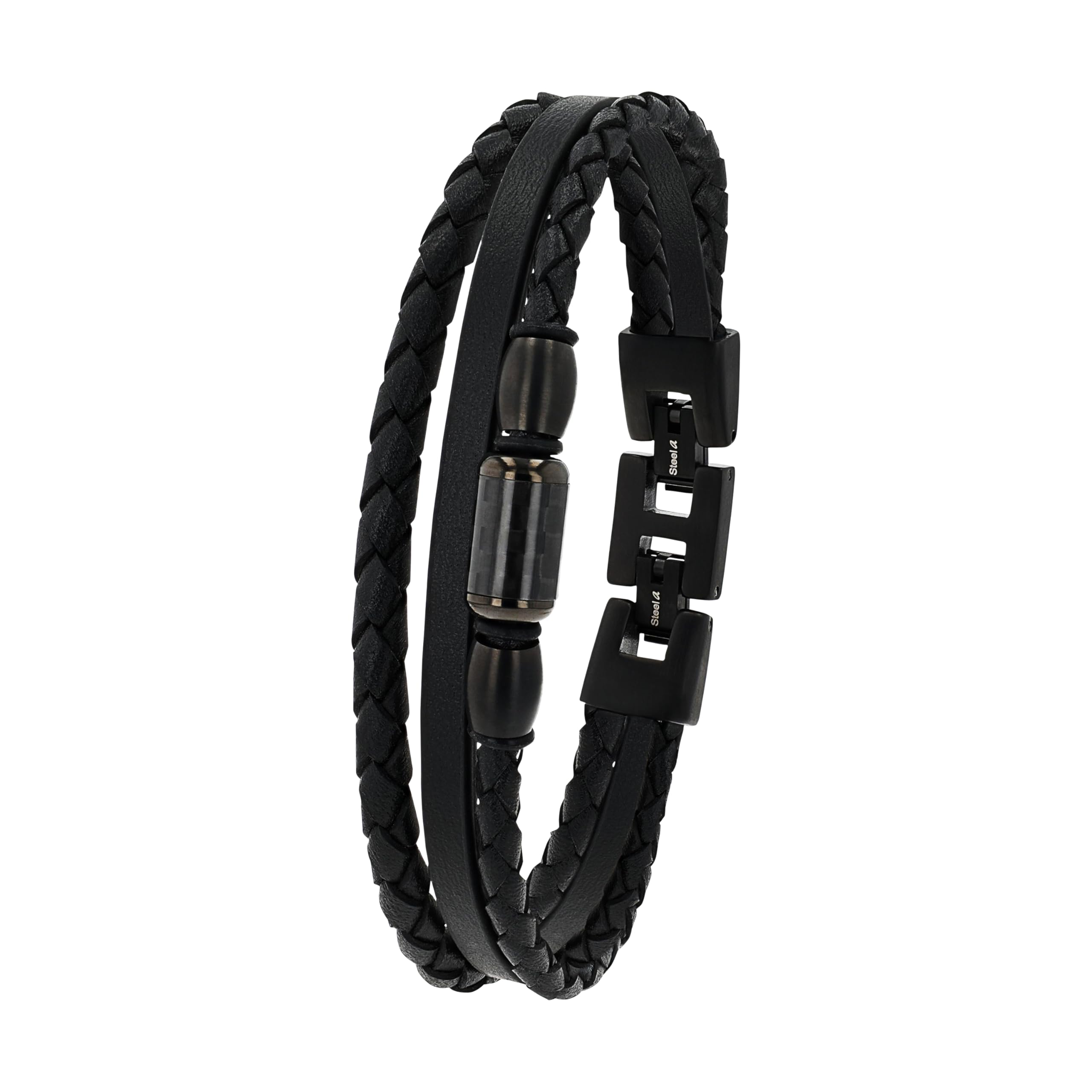 TOM TAILOR - Pulsera para Hombre en Acero inoxidable - Negro - Colgante de Elementos Metálicos - TT-B0006