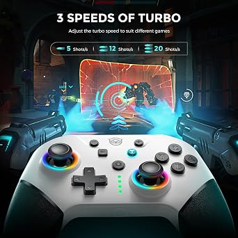 NYXI Wizard 2 Wireless Switch Controller, TMR Hall Joystick Wireless Controller, NFC, Adjustable Triggers, Programmable Buttons, 6-Axis Gyro, HD Rumble for Switch/NGC/PC (White)