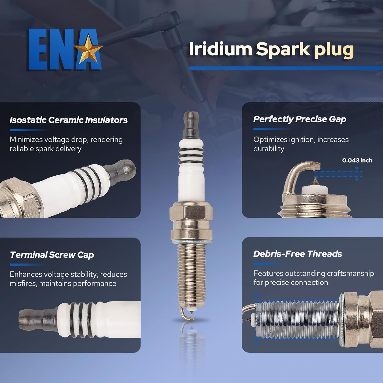 ENA Set of 6 Ignition Coils & Iridium Spark Plugs for UF648 Compatible with Chrysler Dodge Charger Jeep Grand Cherokee Wrangler 200 300 Challenger Journey 3.2L 3.6L V6 Replace for 93175 C894 C1791