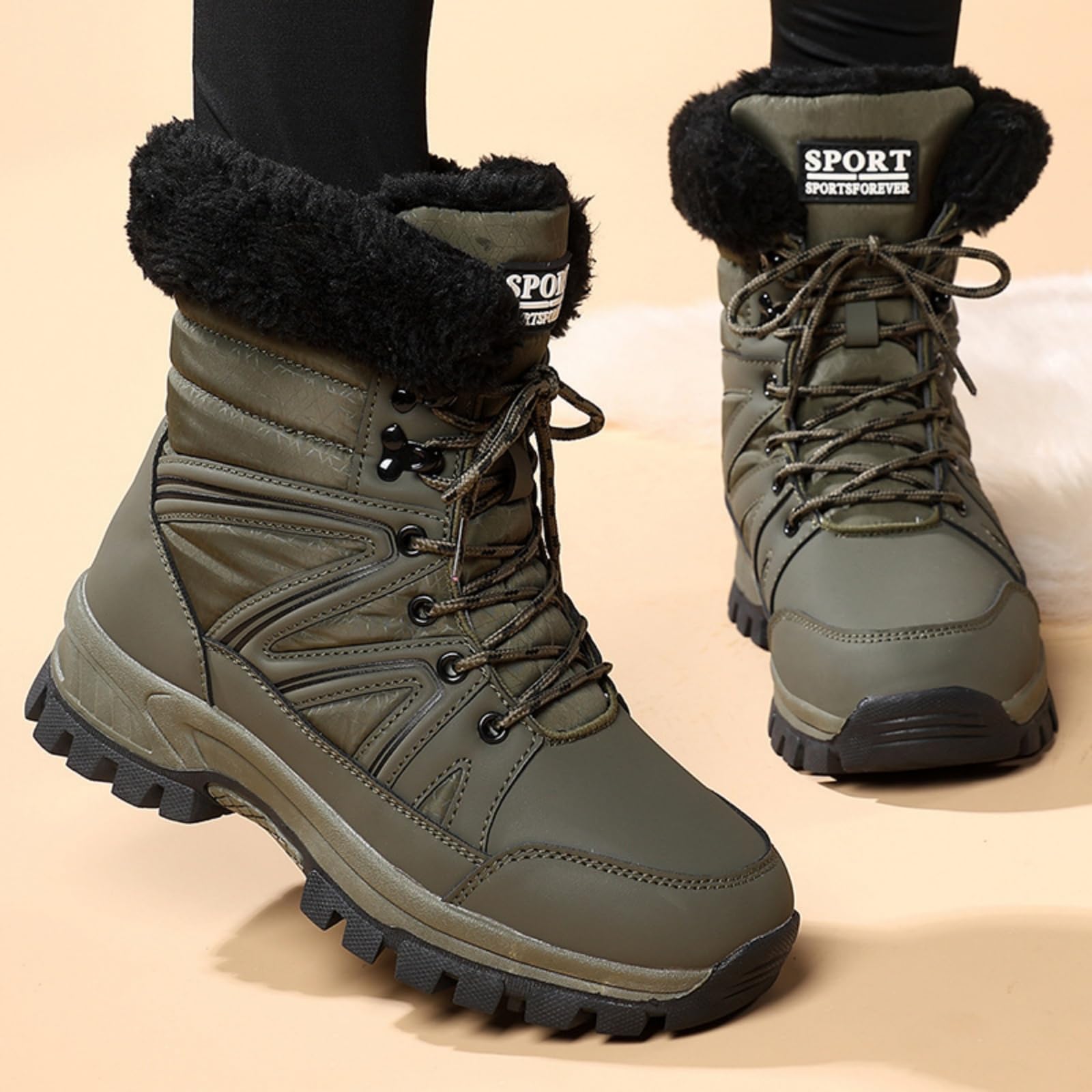 ENEN Bottes de Neige Imperméable Femme Homme 36-42, Bottes Femme Hiver Fourré Antidérapantes Semelle en Caoutchouc Chaude Confortable pour Extérieur, Randonnée