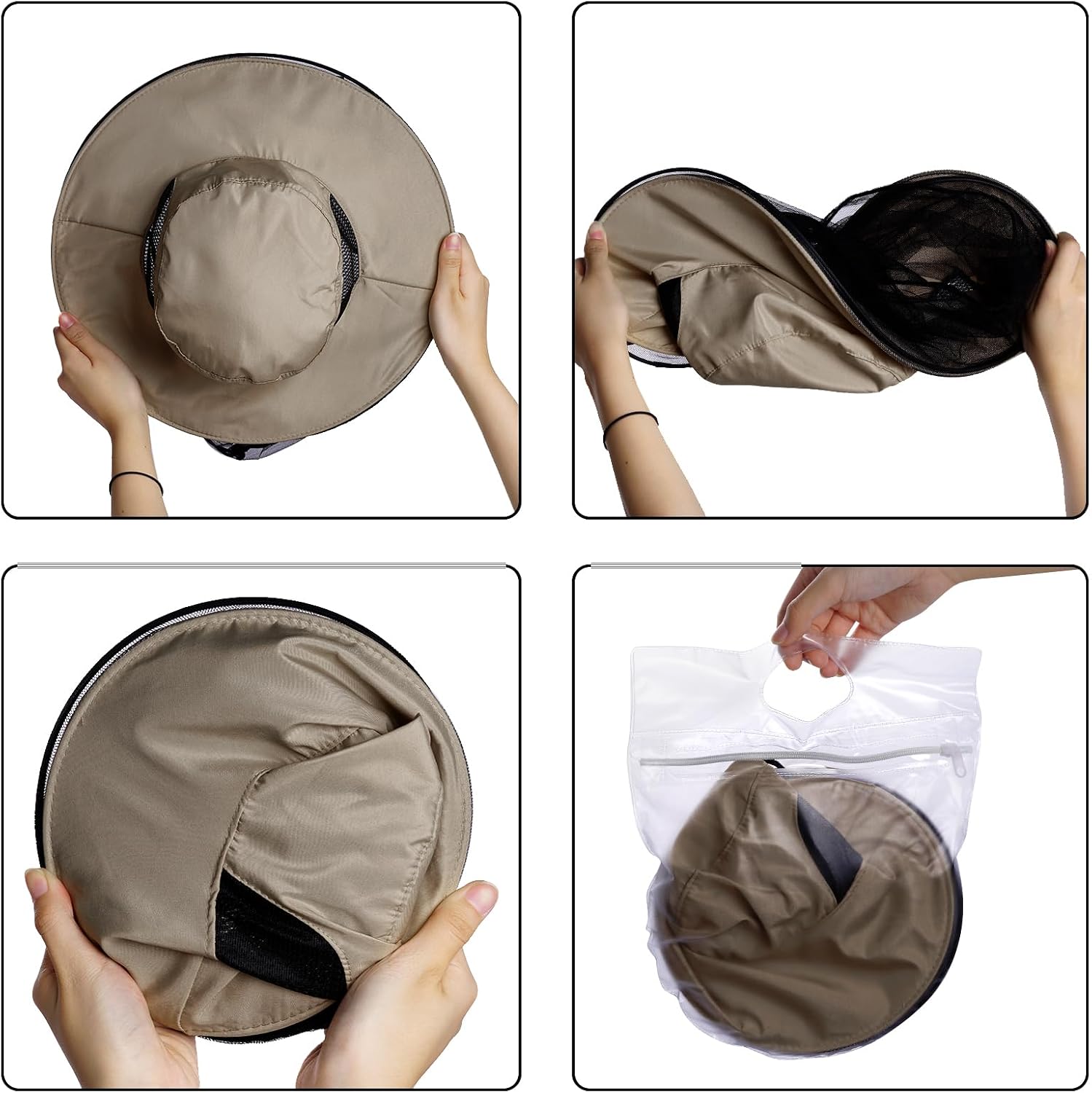 Sucrain 2 Pack Mosquito Head Net Hat Sun Hat Garden Bug Hat with Hidden Net Mesh for Outdoor Gardening Beekeeping