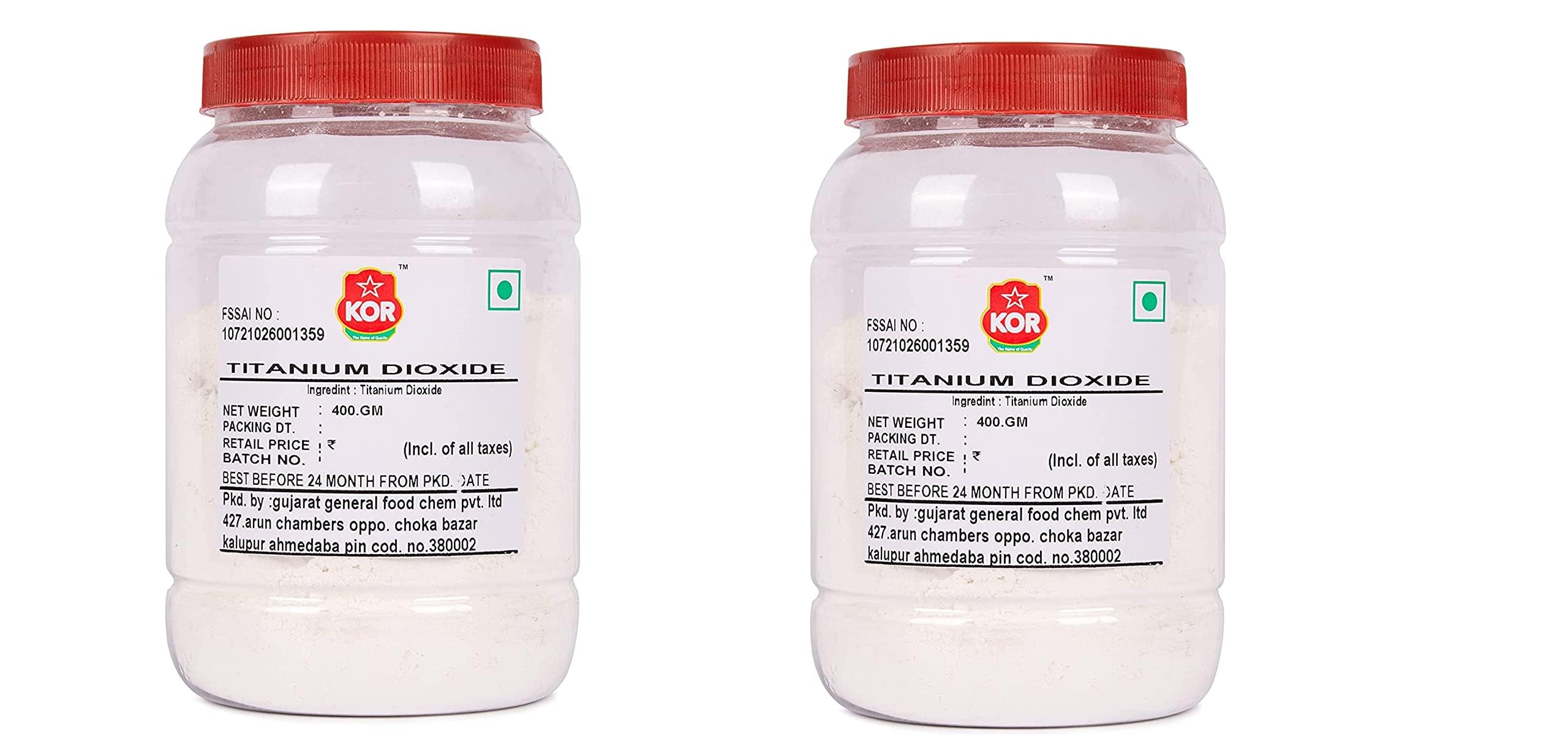 KOR Titanium Dioxide, 800g (400g x Pack of 2) White Colourant Powder for Cake Fondants Icing Modelling Paste, Flower Paste & White Chocolate