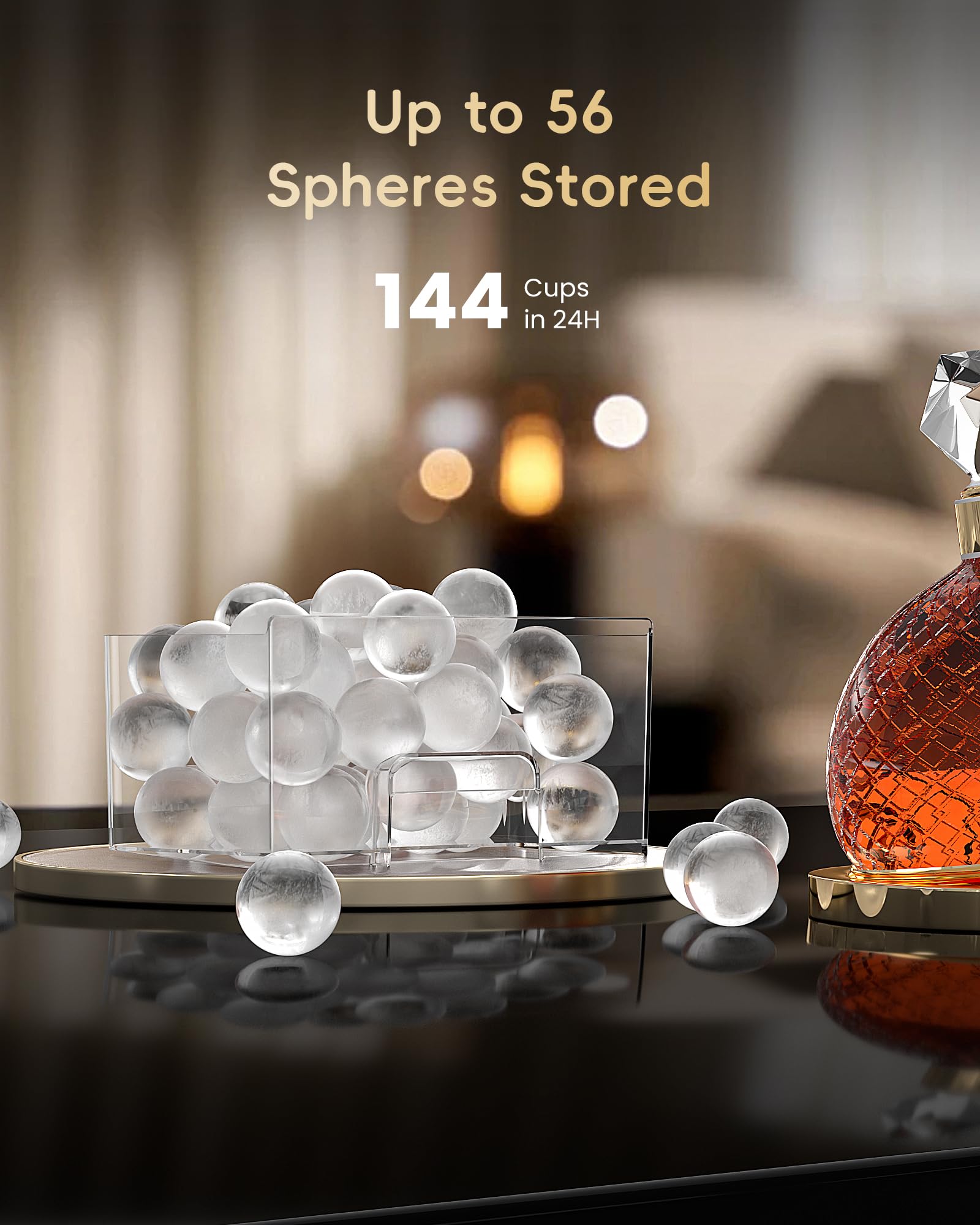 ecozy 2.1" Clear Ice Ball Maker with CrystalFlux Technology, Minimal Footprint Sphere Ice Maker with 8H Timer, 1 pc in 30 Mins, 48 pcs/Day, Self-Cleaning for Home Bar Whiskey & Bourbon view 7