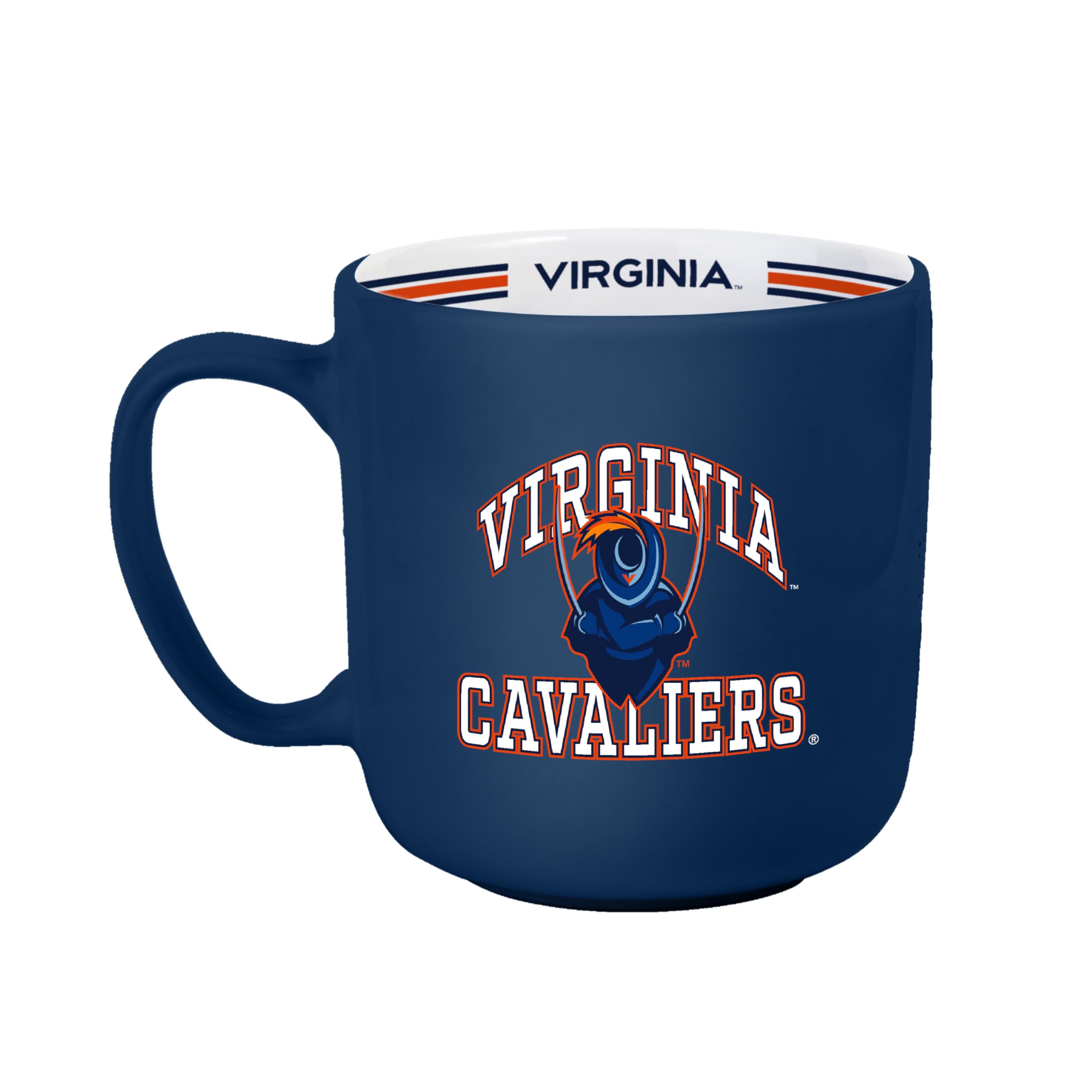Logo Brands NCAA Virginia Cavaliers 15oz Stripe Mug - Team Logo, Inside Print, Standard Handle, Microwave &amp; Dishwasher Safe