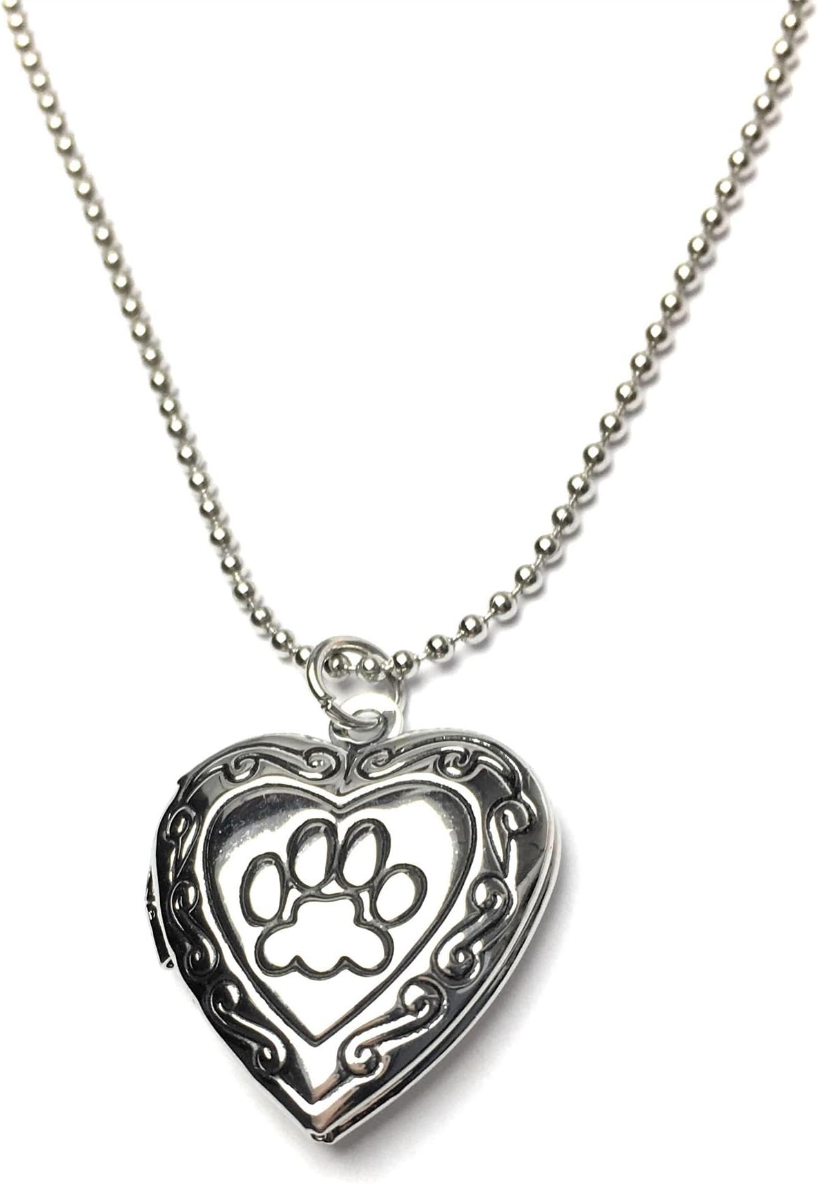 Charmtastic Cat or Dog PET Photo Heart Locket - Engraved with Paw - UK Stock
