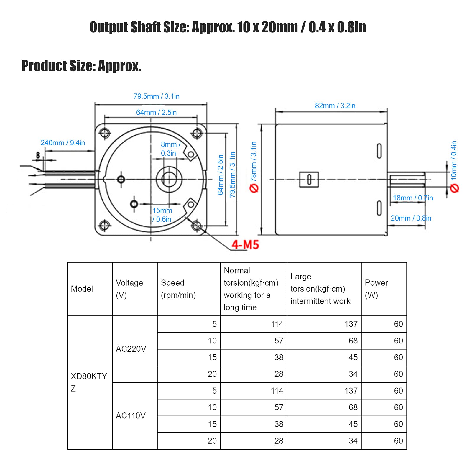 Fafeicy Motor Síncrono de AC 60 W, Motor de Imán Permanente de Alta Torsión, Micro Motor de Baja Velocidad CW/CCW con Soporte para Máquina Herramienta CNC(220 V 10 rpm/min), Motores