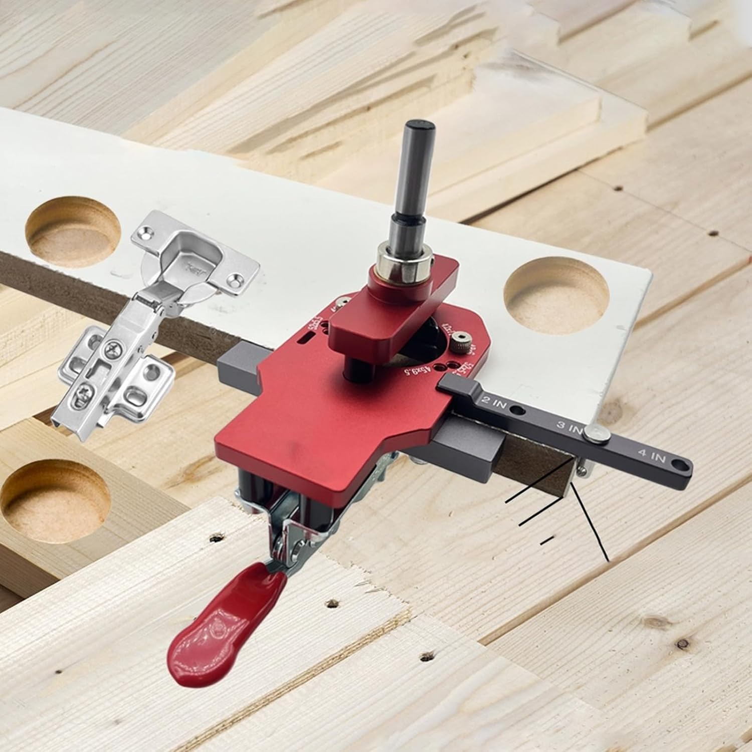 キャビネットドア取付ジグ,ヒンジガイド調節可能 - キャビネットヒンジジグ | 木工取付キッチン収納交換位置合わせ測定階段大工用 キャビネットヒンジジグ  - キャビネットドア取り付け治具 | キャビネットドア位置決めツール | アルミニウム合金ポジショナージグ ... キャビネットドア取付ジグ,ヒンジガイド調節可能 - キャビネットヒンジジグ,木工取付キッチン収納交換位置合わせ測定階段大工用