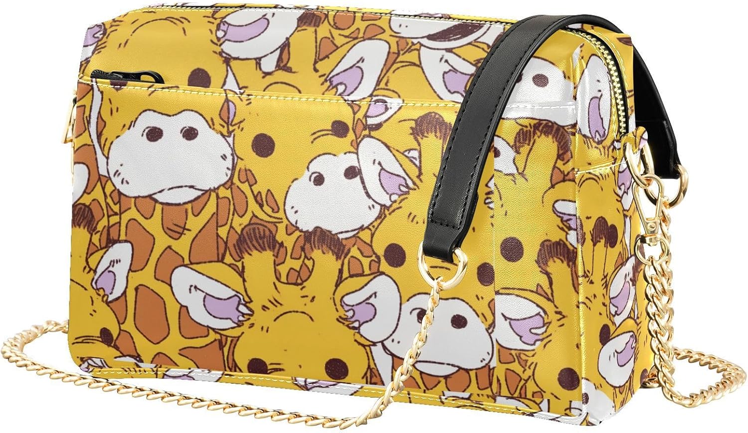 KLL Yellow Cartoon Giraffe Fashion Crossbody Small Bag For Women Vegan Leather Womens Purse Cross Body Waterproof Shoulder Hand Bags