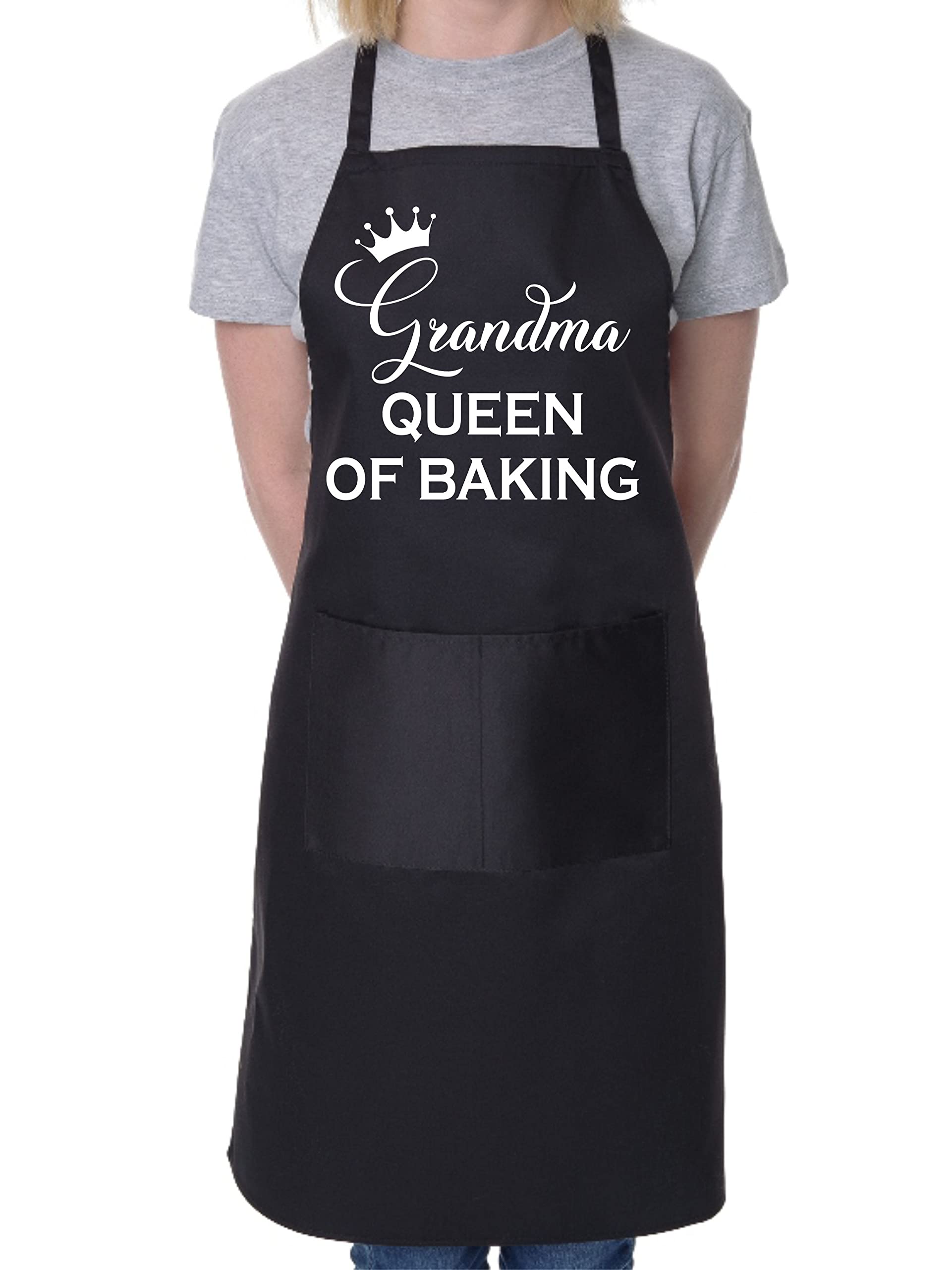 Print4U Grandma Queen of Baking Mother's Day Novelty Bakers Ladies Apron Black