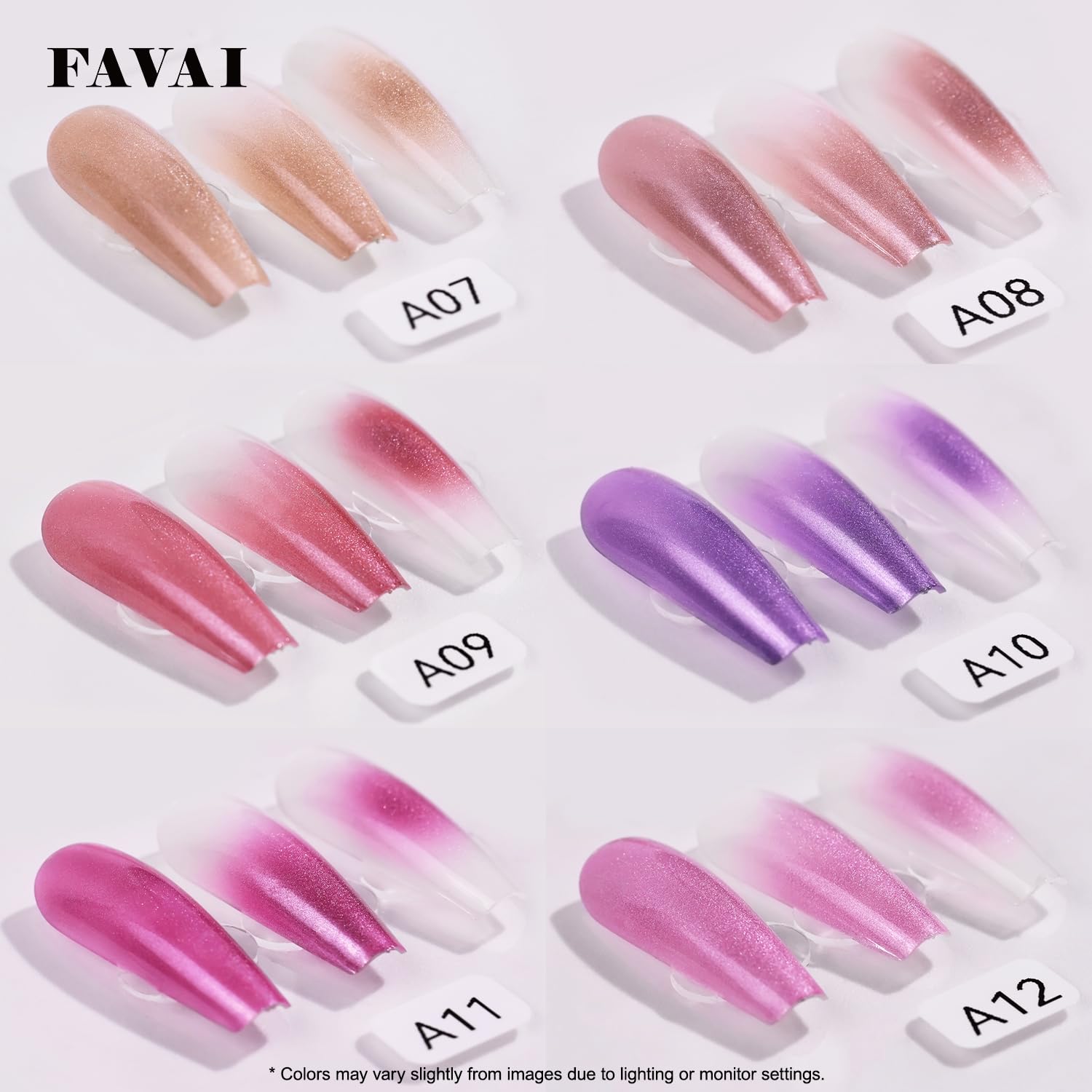 FAVAI Airbrush Gel Nail Polish,12 Chrome Color, Polish Air Gel Set, Metallic Shades, Iridescent, No Dilution,Acetone-Free,French Manicure,Ombre Nail Art