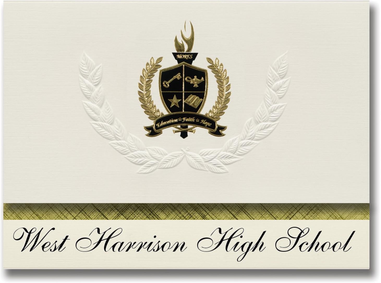 Signature Announcements West Harrison High School (Mondamin, IA) Graduation Announcements, Presidential style, Elite package of 25 with Gold & Black Metallic Foil seal