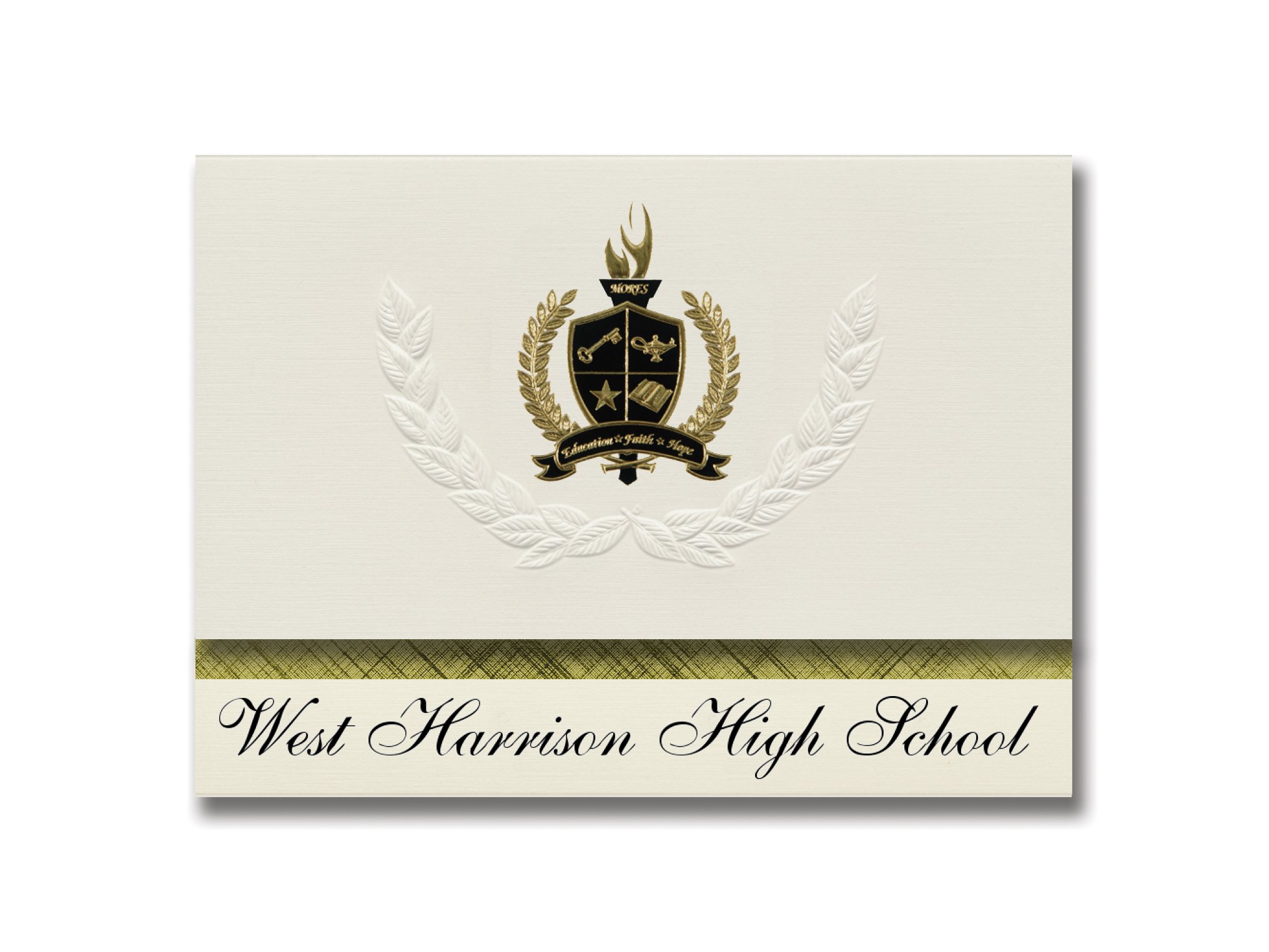 Signature Announcements West Harrison High School (Mondamin, IA) Graduation Announcements, Presidential style, Elite package of 25 with Gold & Black Metallic Foil seal