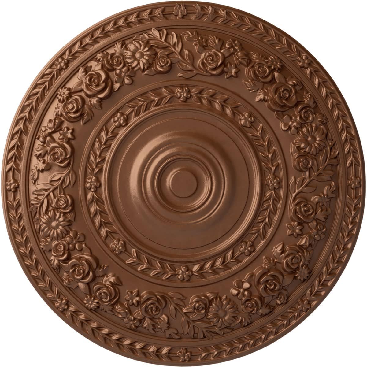 Ekena Millwork CM33ROPOS - 33 7/8"OD x 2 3/8"P Rose Ceiling Medallion (Fits Canopies up to 13 1/2") - Ceiling Medallion, Polished Copper