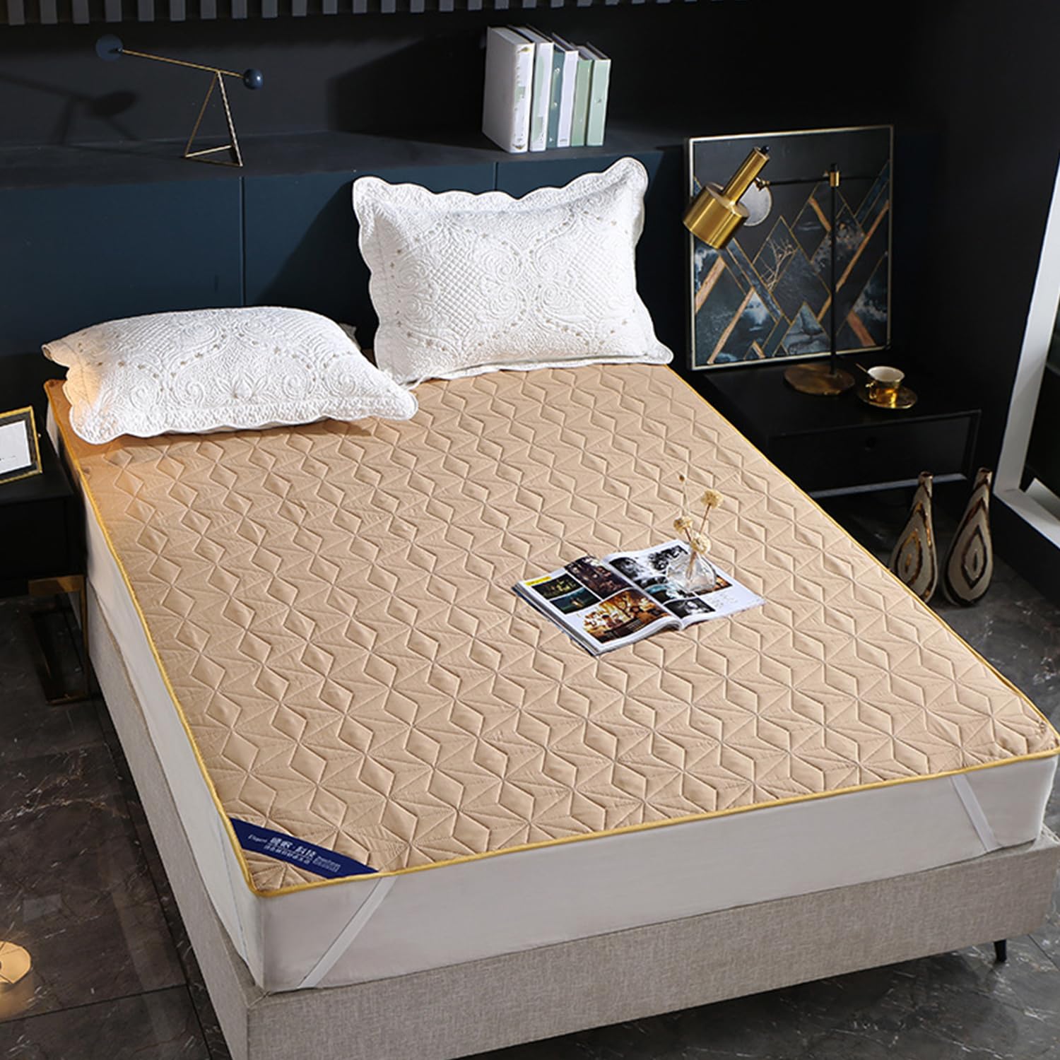 LDLCYCN ,yellow,120 * 200cm, Waterproof Mattress Protector Cover Bed Pad Cover with 4Corner Elastic Band