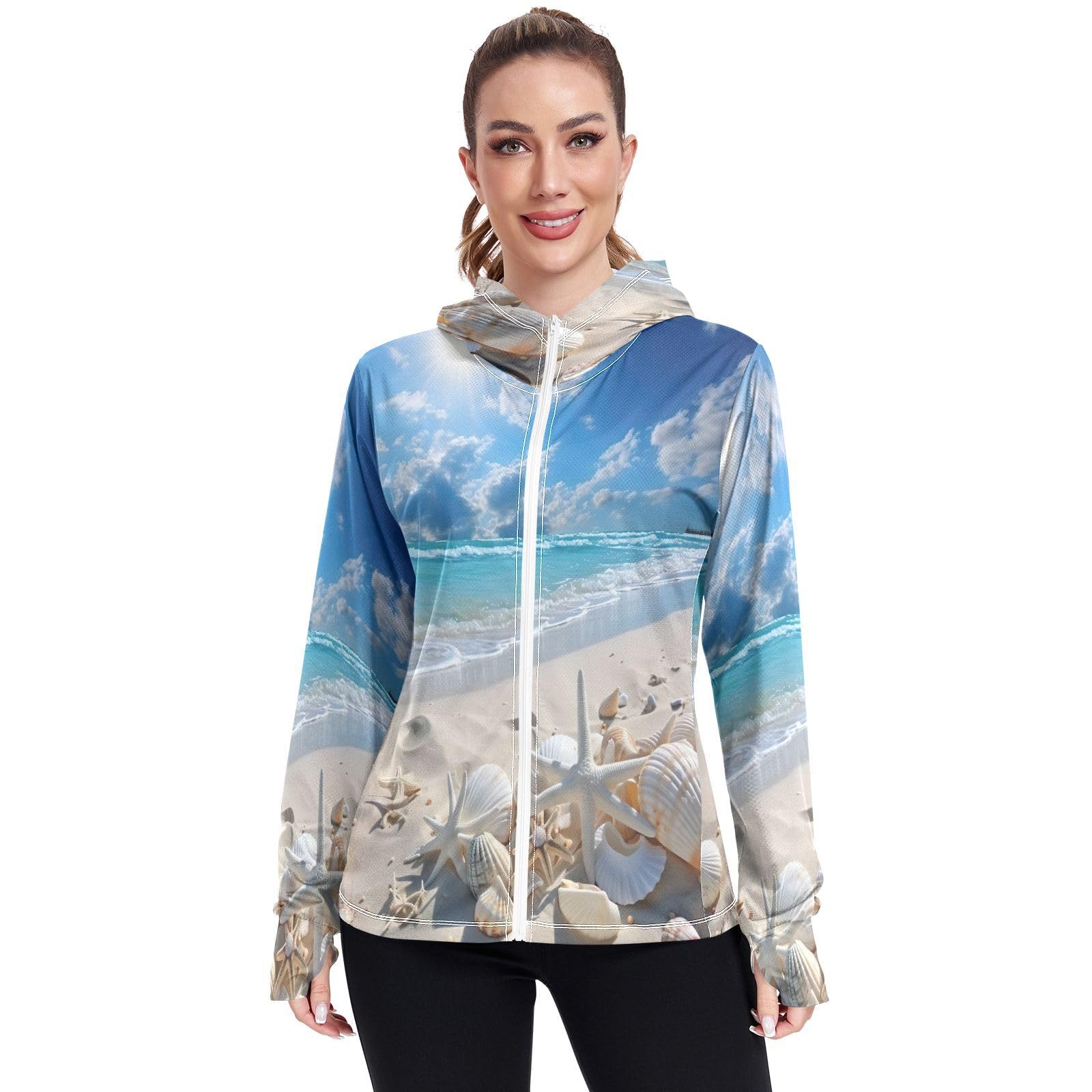 Kigai Shells Women's UPF 50+ Sun Protection Hoodie Jacket Zip Long Sleeve Sun Shirt for Gardening Hiking Outdoor