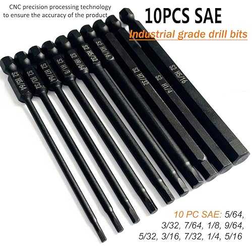 Miniatura 10 de PTSLKHN - Juego de brocas de llave Allen extendida de 3.937 in, 10 piezas de brocas hexagonales métricas, juego de brocas hexagonales magnéticas