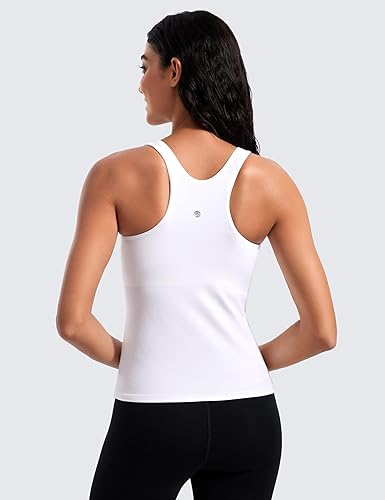 Vista 2 de CRZ YOGA Butterluxe - Camiseta sin mangas de entrenamiento para mujer, con espalda cruzada, acolchada, cuello alto, para yoga, atlética con brasier