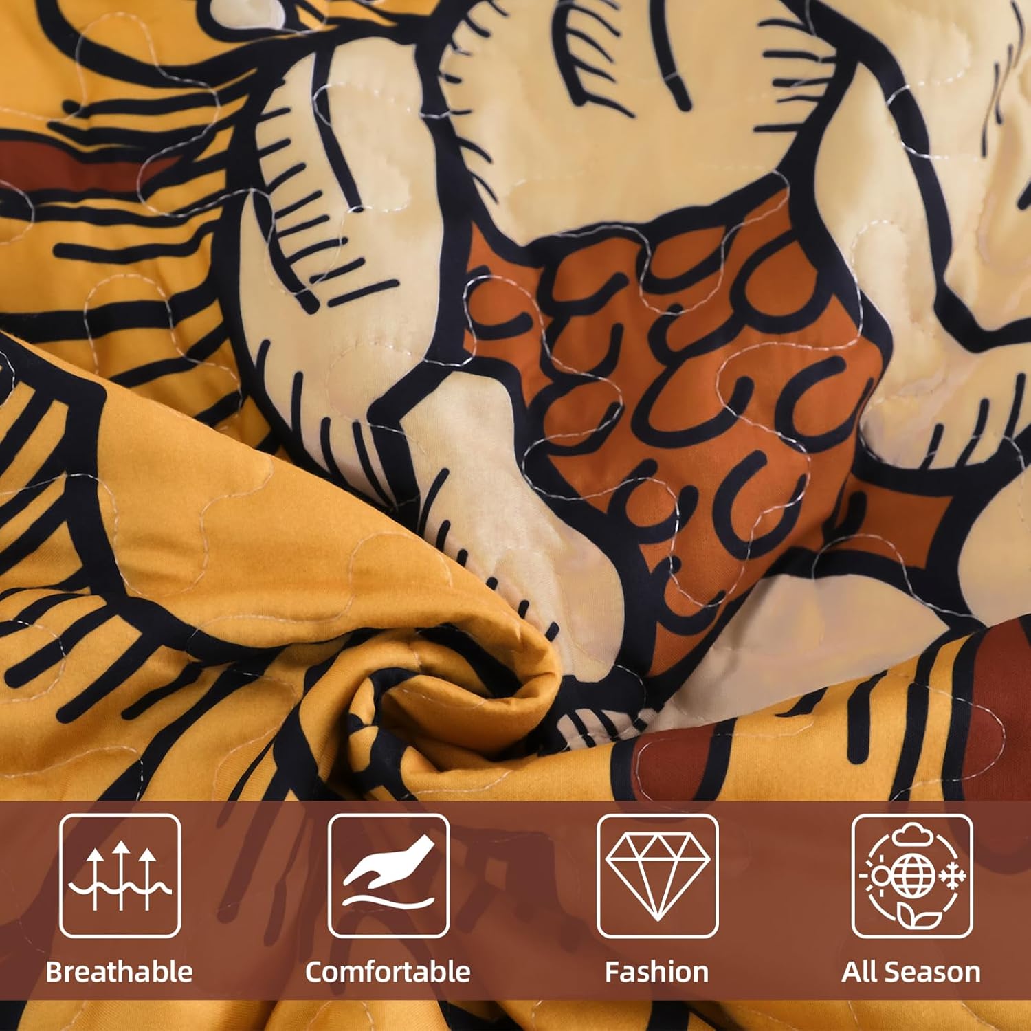 DJY Floral Quilt Set Queen Size Black Boho Bedspread Coverlet Set 3 Pieces, Botanical Quilt Lightweight Microfiber Farmhouse Floral Bohemian Bedding Set with 2 Pillow Shams for All Season (96''x90'') - Image 6