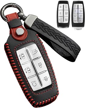 for Genesis G70 GV70 GV80 Key Fob Cover 6/8-Button Leather Case