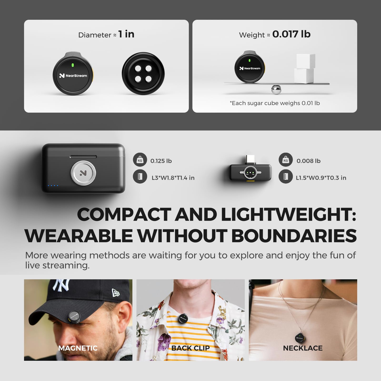 NearStream Wireless Lavalier Microphones for iphone/Android/PC,Lapel Portable Microphone with Intelligent Noise Cancellation,Clip on Microphone for Streaming/Video Recording/Vlog/Podcast(AWM25T) - Image 4