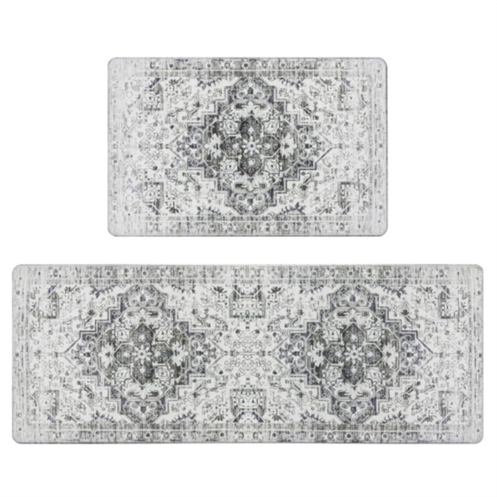 Alfombra de pasillo de PVC de 40x60 cm en gris y blanco para dar calidez y confort al hogar
