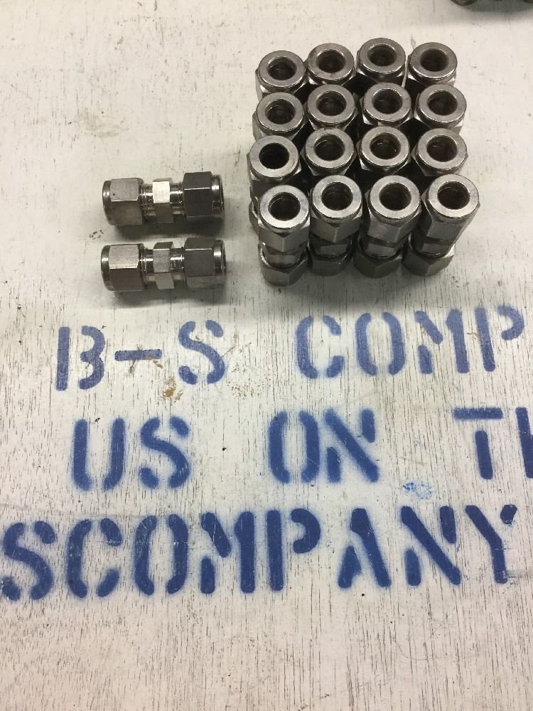 SWAGELOK SS-600-6 1.77 INCH LENGTH, 3/8 INCH TUBE OD, STAINLESS STEEL, TUBE FITTING, UNION