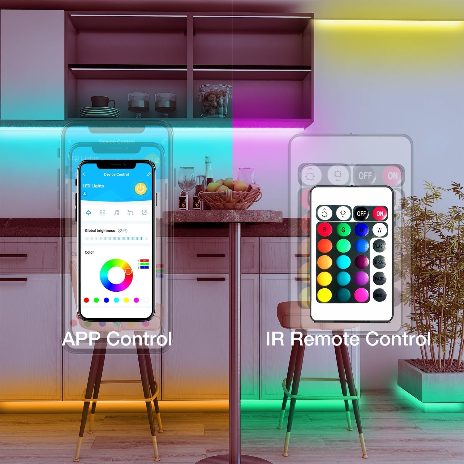 DAYBETTER LED Lights for Bedroom 132ft (2 Rolls of 65.6ft), Music Sync Color Changing Strip Lights with Remote, 24V Power Supply, Classroom Lighting, Room Decor for Teen Girls Boys Birthday Gifts: 300FT