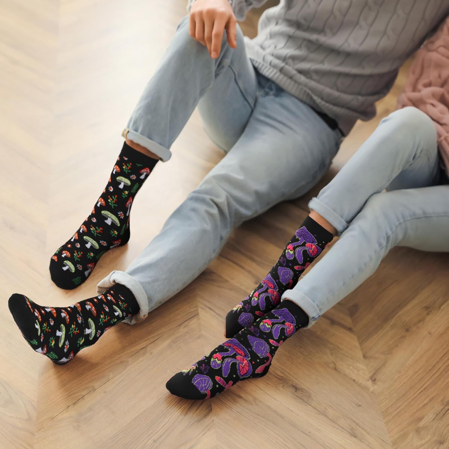 5 Pairs Mushroom Socks for Men Women Funny Novelty Casual Crazy Crew Socks Mushroom Lover Gifts for Halloween Christmas - Image 6