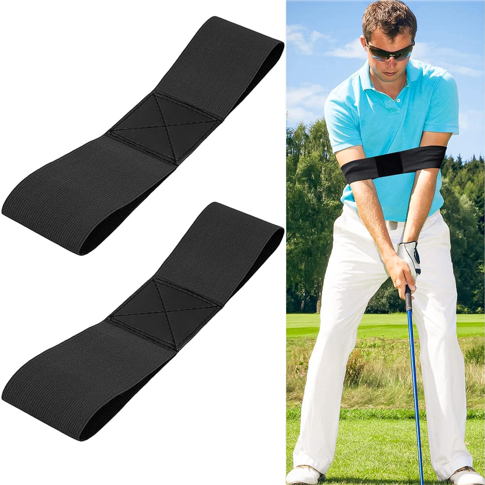 Bandas Brazo Entrenamiento Swing Golf, Corrector Postura, Bandas Elásticas para Swing de Golf, Adecuado Principiantes, Mejorar Postura Swing