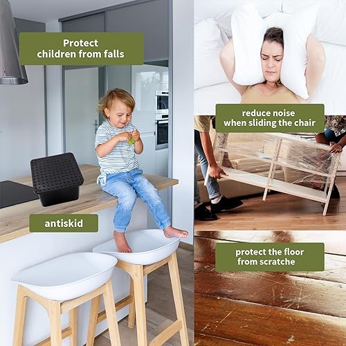 Miniatura 5 de Mcredy Tapas para patas de silla para patas de muebles cuadrados y rectangulares, protectores de suelo, tamaño interior de 1.17 x 1.17 pulgadas