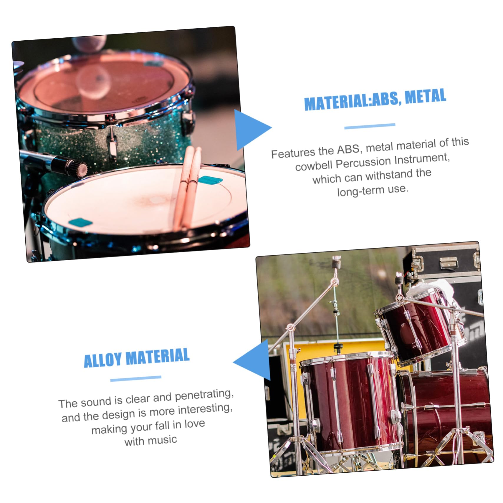 HANABASS Bright Colors Metal Bell Cowbells for Drum Music Toy for Boys and Girls