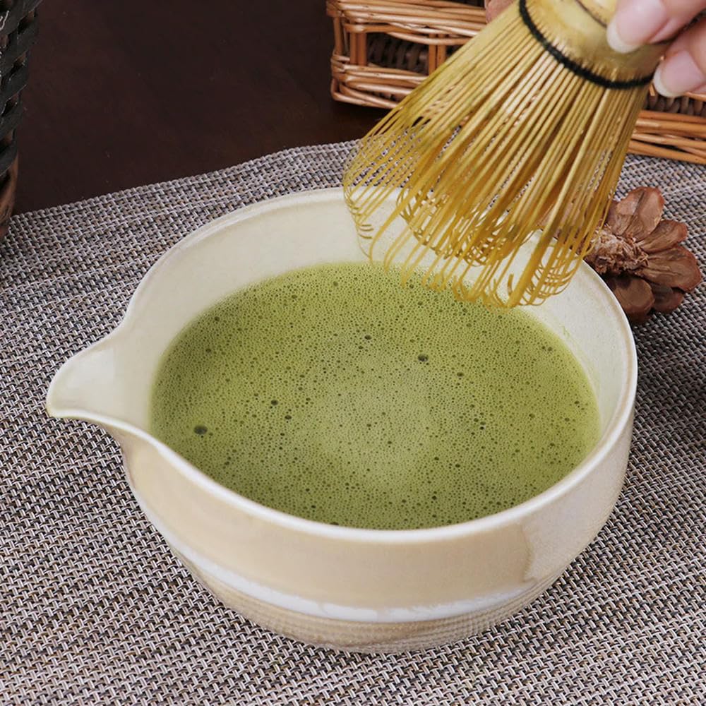 LIUXIN Vintage Ceremony Matcha Tea Set 4PCS Matcha Starter Kit Whisk & Ceramic Bowl Gift Set Box