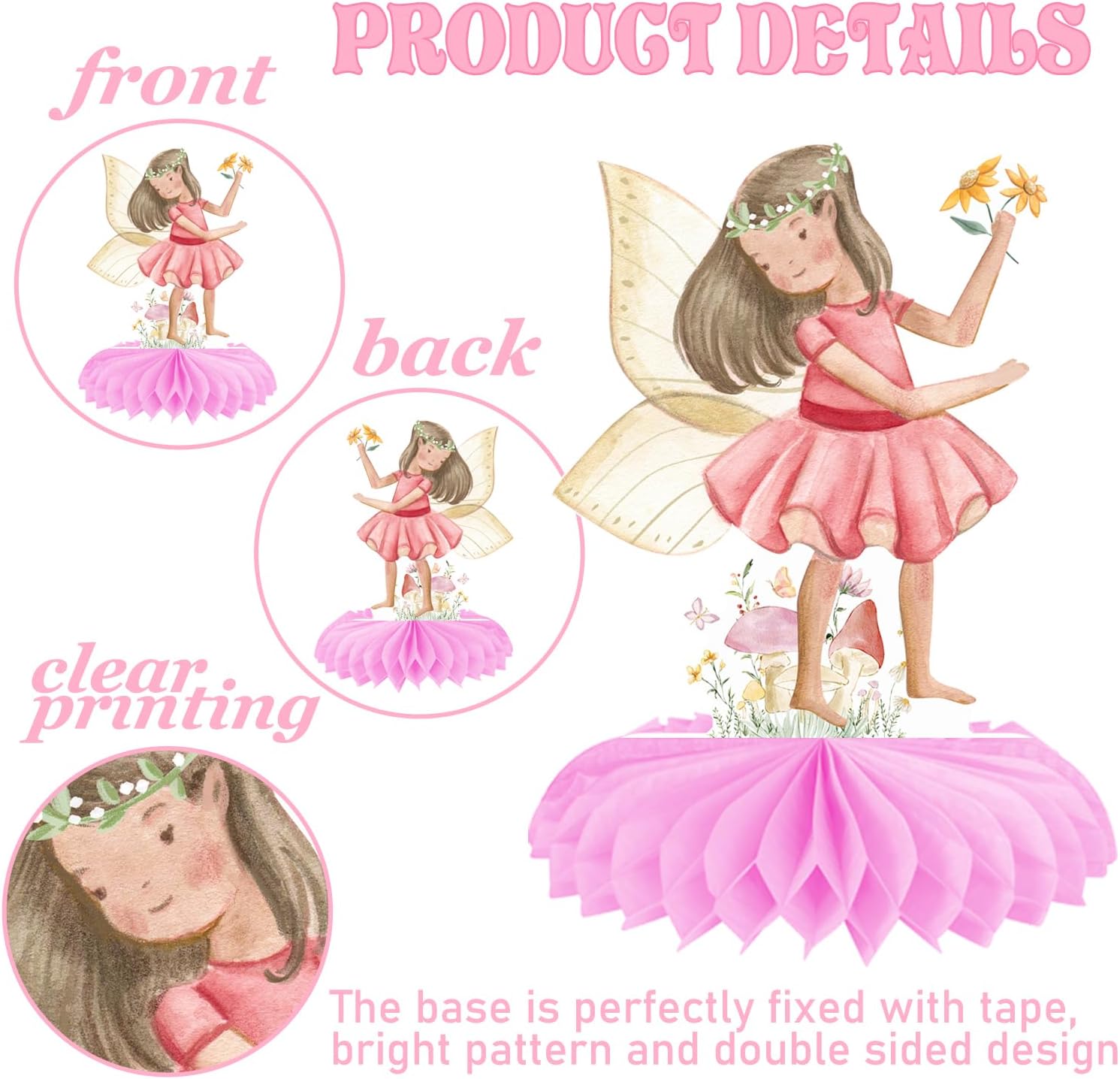 Fairy Honeycomb Centerpieces 11Pcs Fairy Birthday Party Centerpieces for Table Fairy Tale Theme Birthday Party Table Decorations for Floral Fairies Theme Baby Shower Supplies