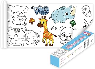 Children's Color Drawing Paper Roll, Roll of Paper for Kids Art, 38*300cm/15*118inch DIY Coloring Drawing Roll Paper for Art Set, Colored Painting Filling Paper Study Books Toys for Kids Crafts (Animal World)