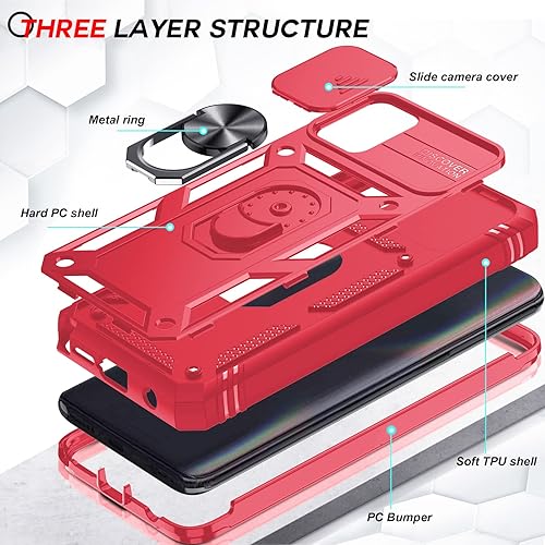 Miniatura 4 de LeYi Funda para Moto G Stylus 2021 con funda deslizante para cámara + Paquete de 2 protector de pantalla de vidrio templado, funda de grado militar