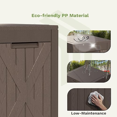 Vista 85 de Patiowell 30 Gallon Resin Deck Box, Outdoor Storage Box for Patio Furniture, Deliveries, Pool Supplies,Waterproof and Lockable, Grey