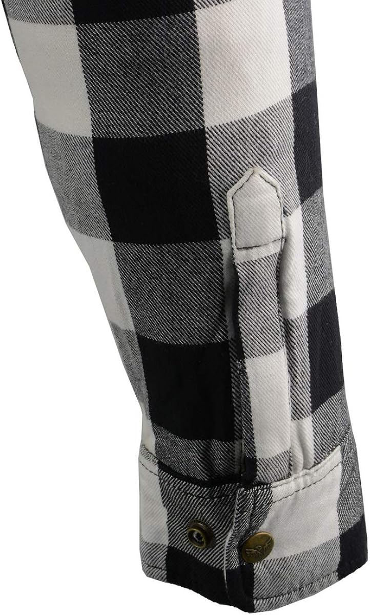 Milwaukee Leather MPM1633 Men's Armored Checkered Flannel Biker Shirt with Aramid by DuPont Fibers : Clothing, Shoes & Jewelry