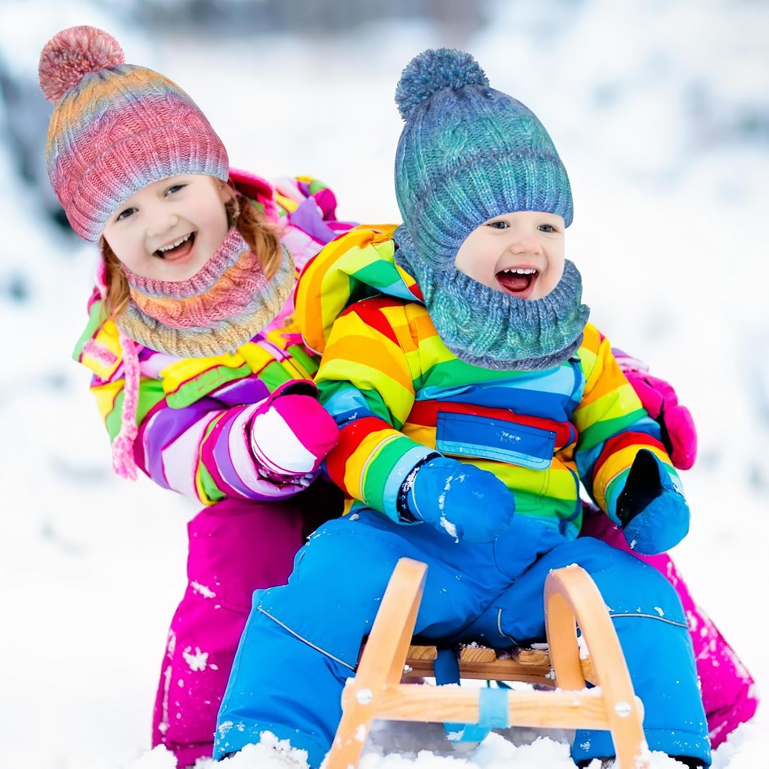 Kids Winter Hat Scarf Gloves Set, Kids Beanie Hat Long Scarf Mittens with Warm Fleece Lining for Boys Girls 3-10 Years Old - Image 4