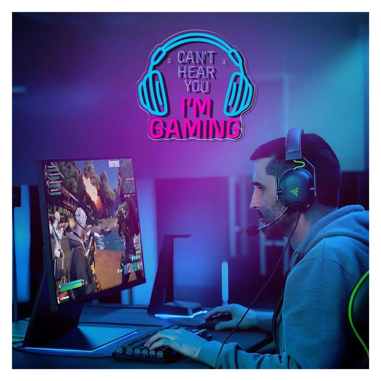 Luci al Neon Da Parete Luci Al Neon "I'm Gaming" Per La Decorazione Della Stanza Da Letto Della Caverna Dell'uomo 35.7x32.4cm
