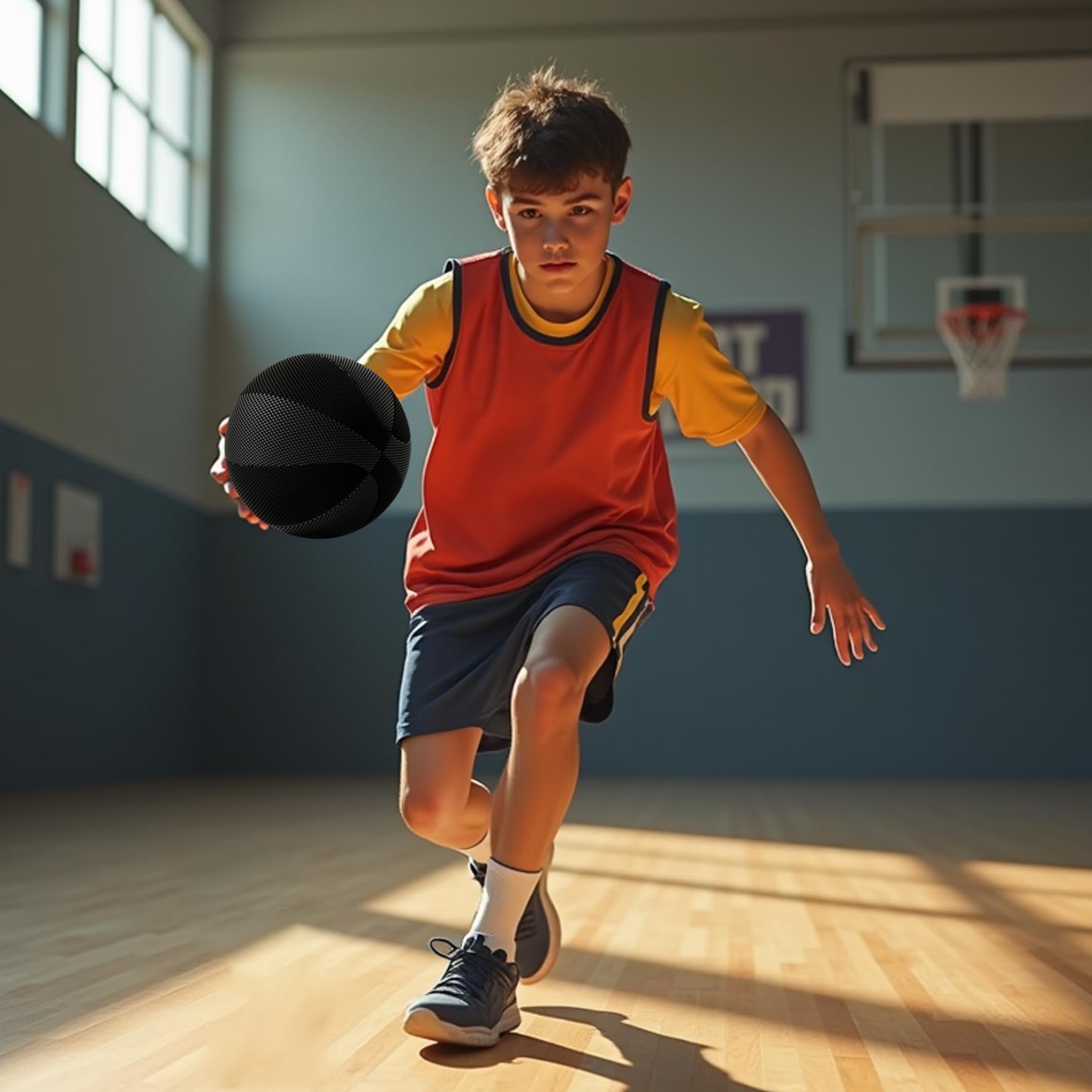 Basket-Ball Silencieux, Basket-Ball Silencieux, Mousse Souple silencieuse avec adhérence réaliste pour l'entraînement en Salle, Ballon pour Enfants et Adultes, Aucune Pompe nécessaire, Tai