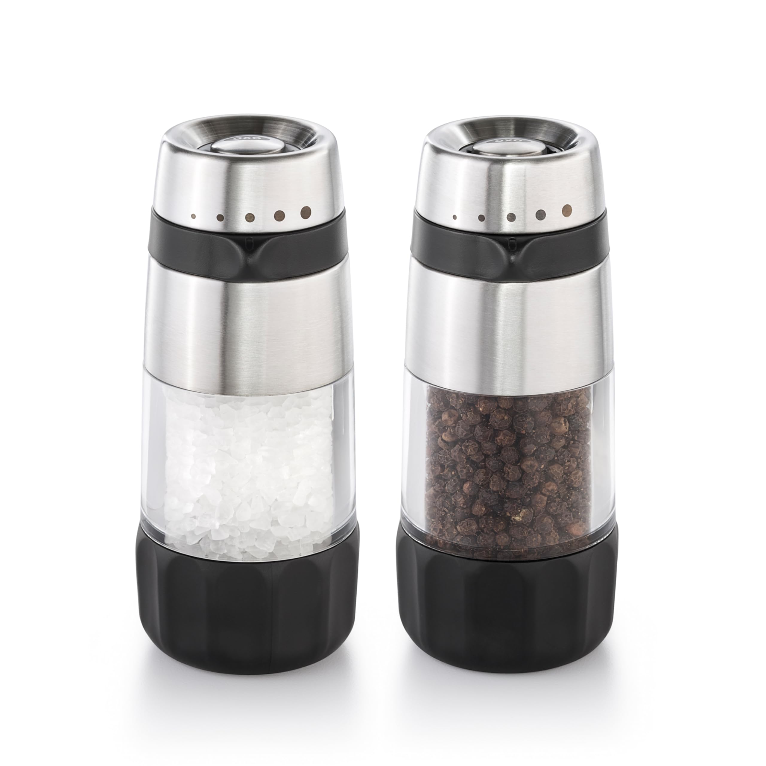 OXO Accent Salz- und Pfeffer-Set – Einstellbare Keramik-Mühlen, rutschfeste Drehknöpfe