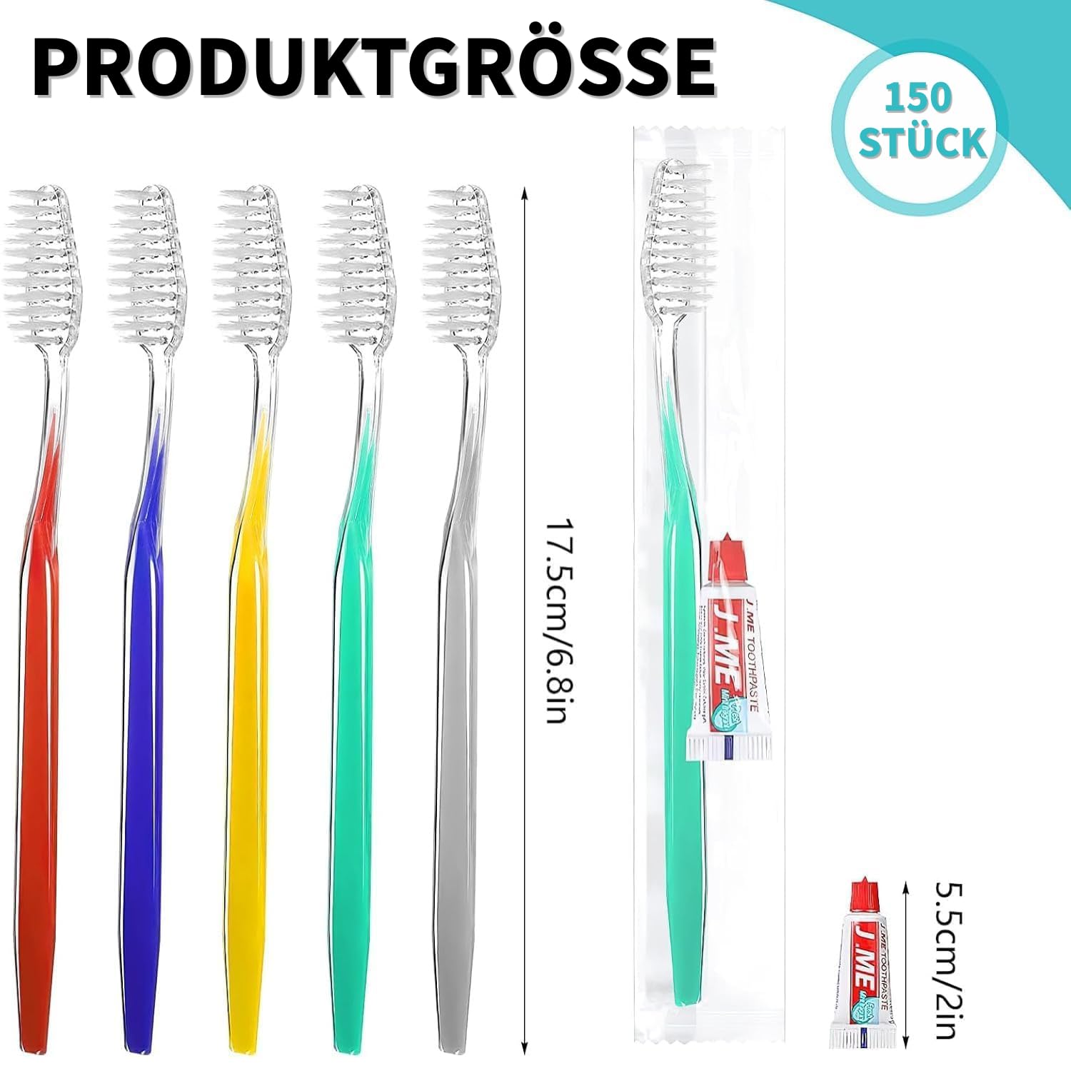 150 cepillos de dientes desechables con pasta de dientes, empaquetados individualmente higiénicamente, cepillos de dientes de viaje manuales con cerdas suaves para huéspedes del hotel, donaciones para