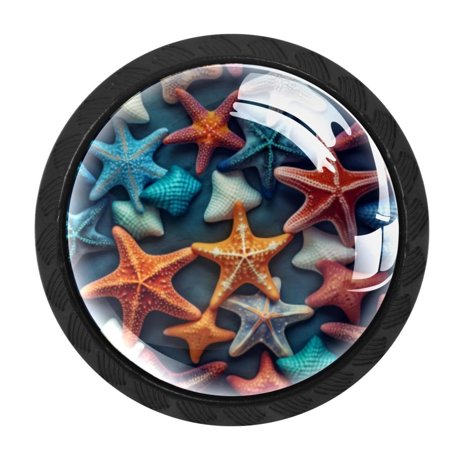 CHENZZZZ 4 PCS Starfish Crystal Glass Cabinet Knob Drawer Pull Handle for Kitchen Cupboard Dresser Wardrobe etc