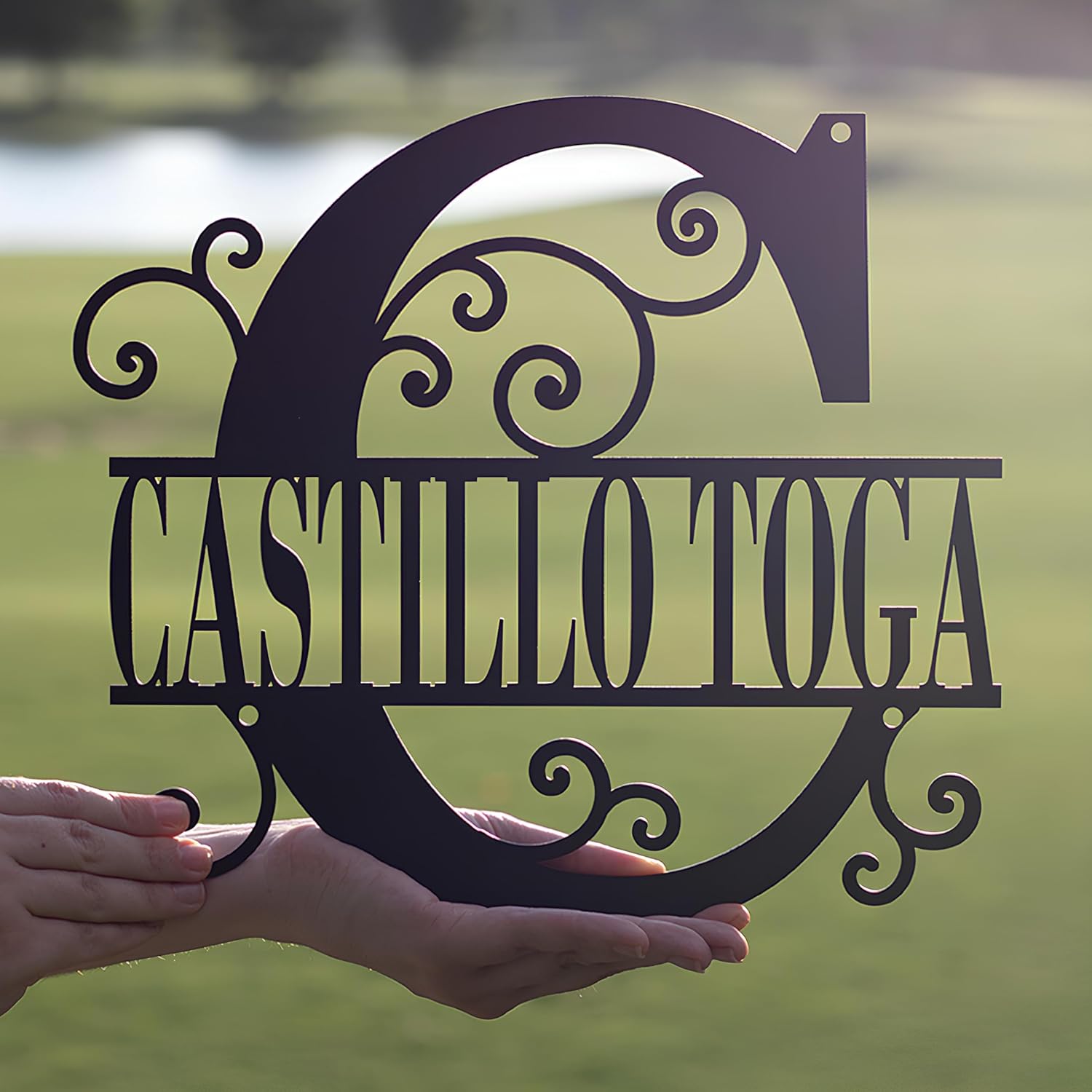 Custom Split Letter Monogram | Family Initial Wall Décor | Elegant Swirl Name Plaque | Metal Last Name Art | Classic Wedding Keepsake | Unique Gift for Couples or Home