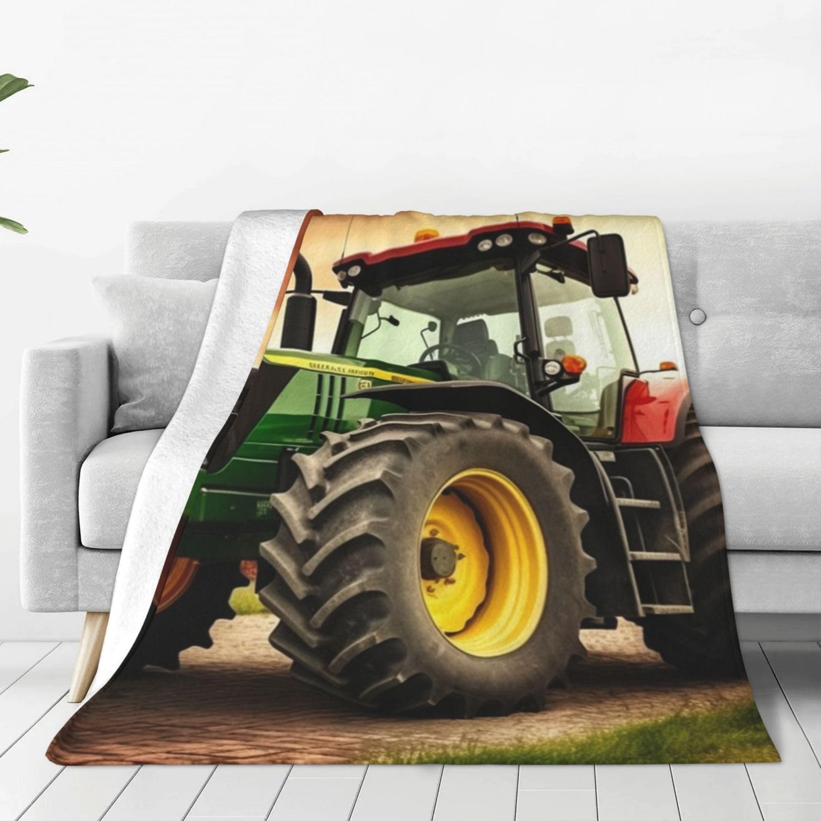 Couverture tracteur pour canapé et lit plaid polaire doux