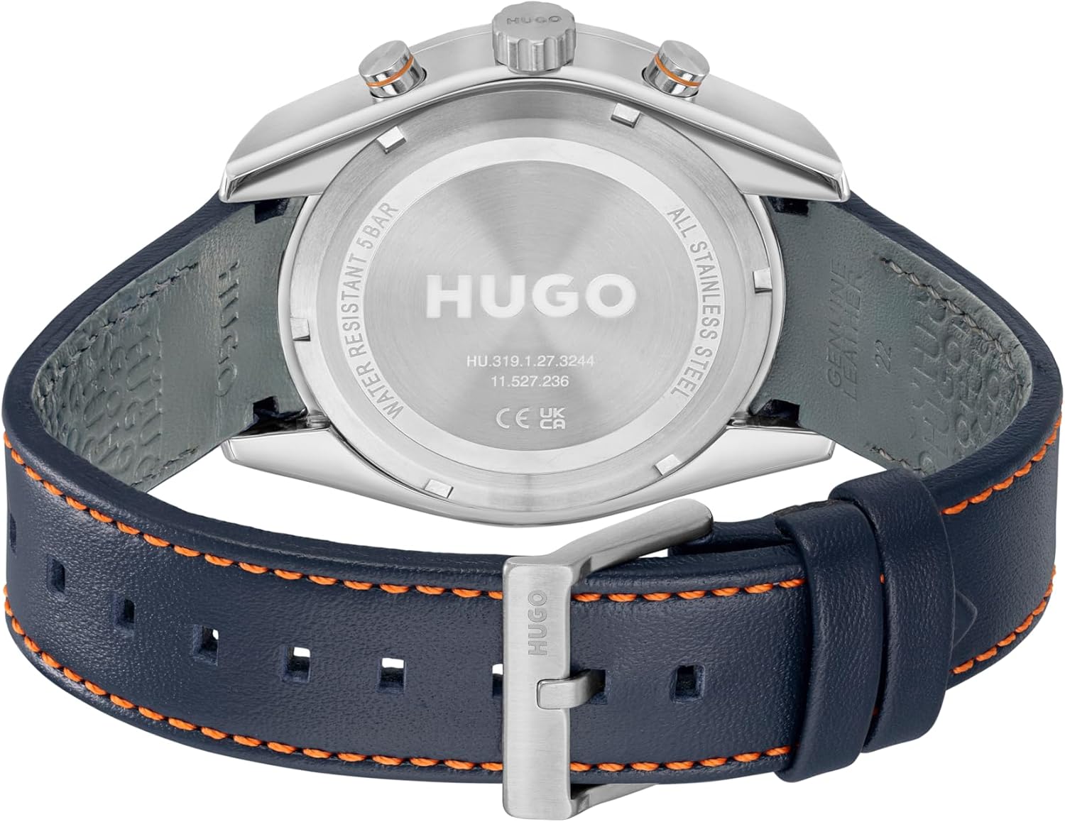 HUGO #Fast Men's 3H Quartz Multifunction Watch, Stainless Steel, Water Resistant Up to 5ATM/50 Meters - Stylish and Sporty Timepiece - Gift for Him, 44mm