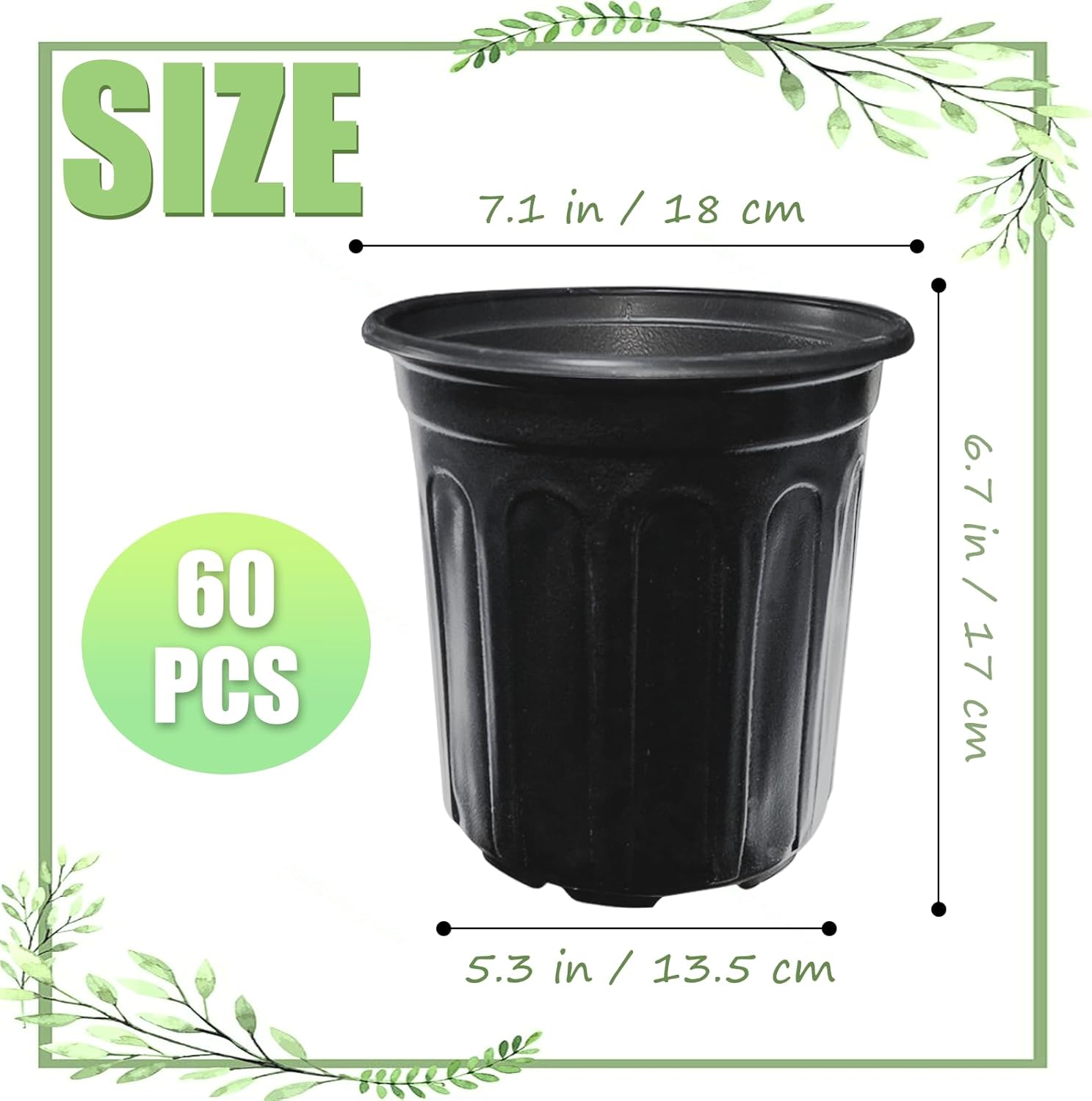 Jgalnim 60 Pack 1 Gallon Nursery Plant Pots,Thickened Flexible Plastic Seedling Pot with Holes,Flower Plant Container for Succulents,Cuttings,Transplanting,Home Garden(Black) thumbnail